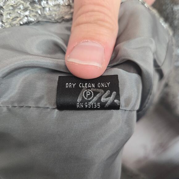 Lafayette 148 Metallic Tweed Blazer Size 4 Floral Textured Snap Front Lux Glam - Picture 5 of 10